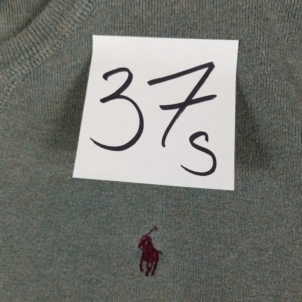 Polo Ralph Lauren Mens Large Sage Green 100% Cotton Crewneck Sweater Pony Logo